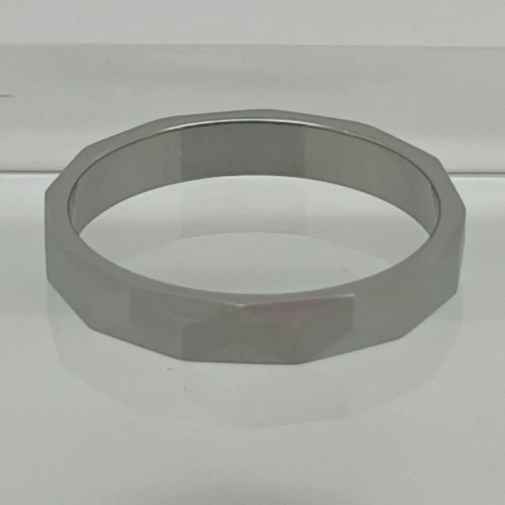 Vintage 90s Y2K Tungsten Faceted Geometric Band Ring Size 10.25 Silver 4mm New